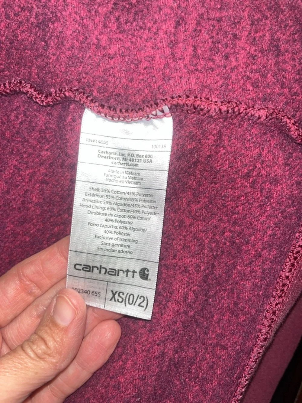Carhartt Women's Zip Front Hoodie in Rose Pink XS, Cozy